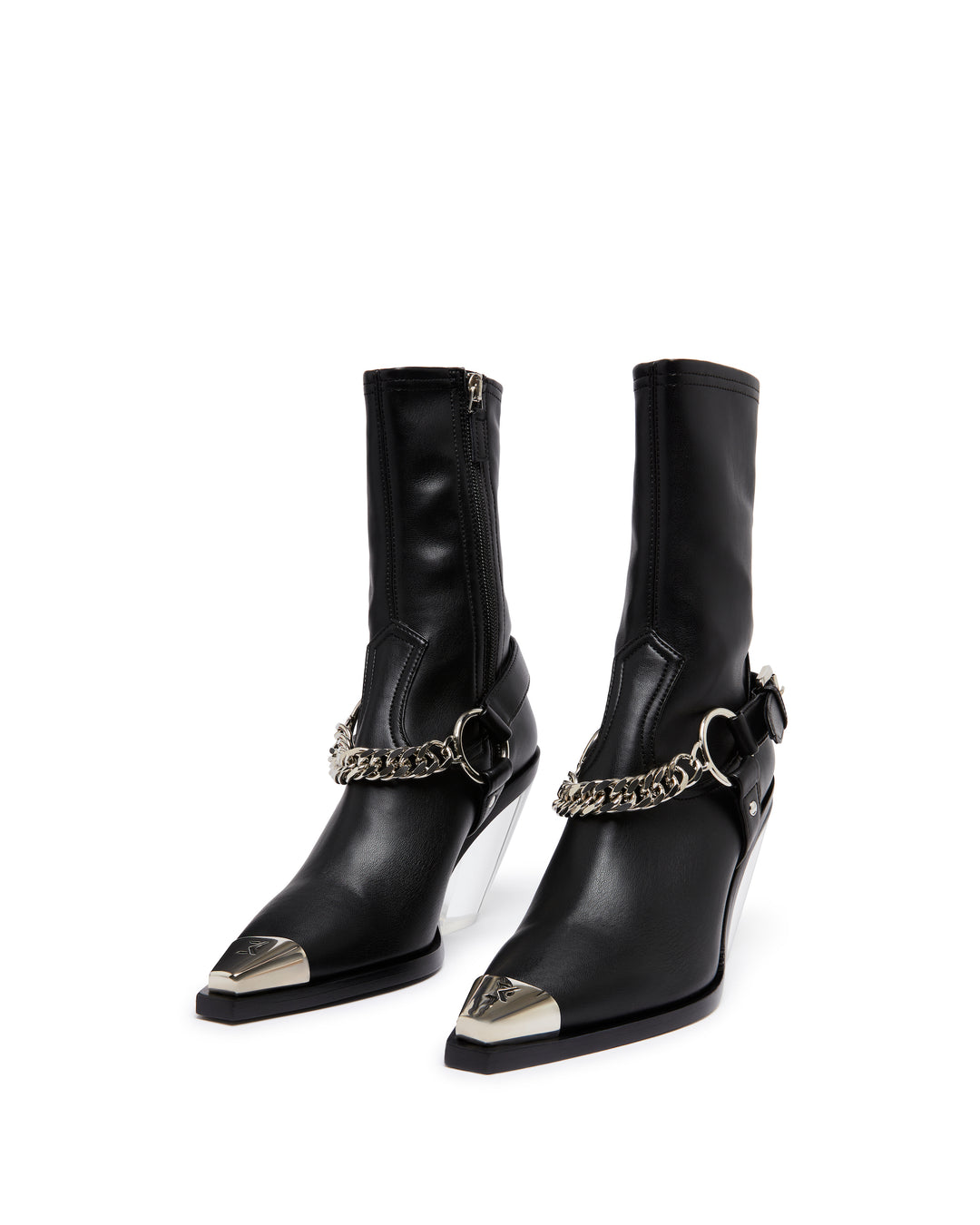 ANKLE BOOTS WITH TRANSPARENT HEEL AND CHAIN