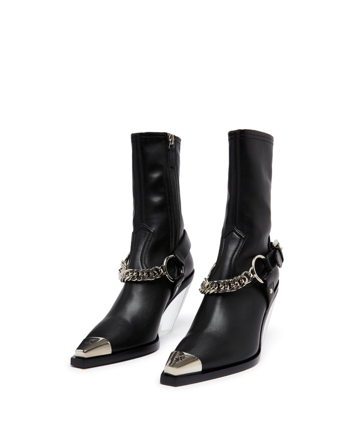 ANKLE BOOTS WITH TRANSPARENT HEEL AND CHAIN
