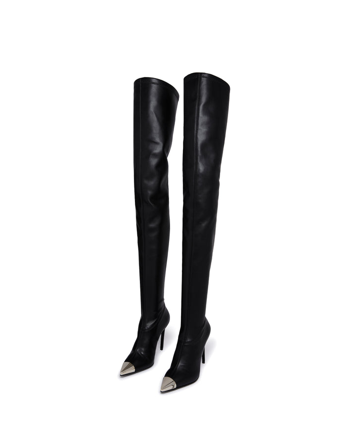 NAPA LEATHER THIGH HIGH BOOTS IN BLACK