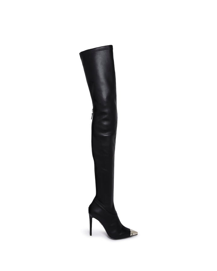NAPA LEATHER THIGH HIGH BOOTS IN BLACK