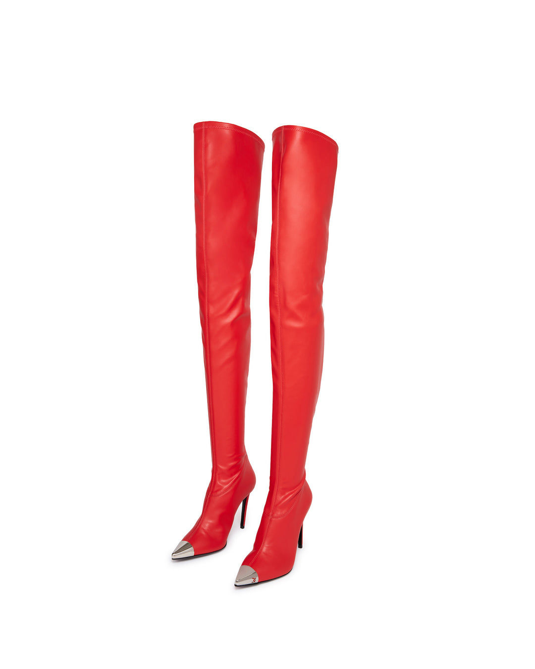 NAPA LEATHER THIGH HIGH BOOTS IN RED David Koma