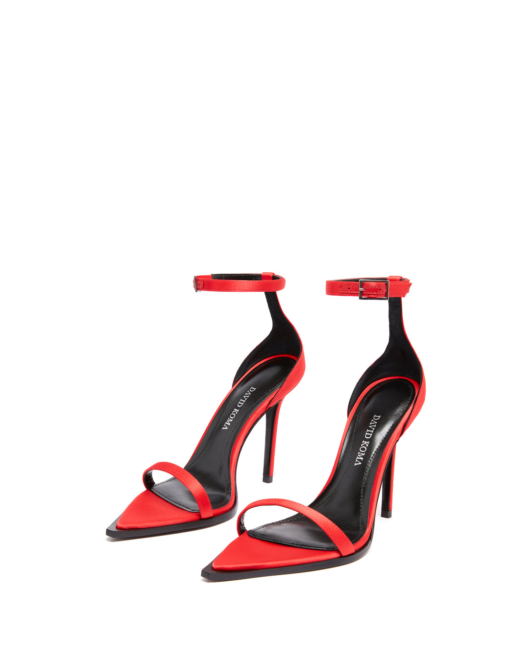 STRAPPY SATIN SANDALS IN RED