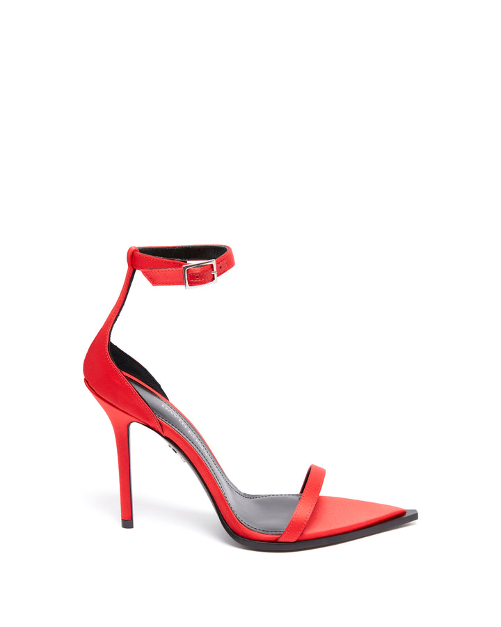 STRAPPY SATIN SANDALS IN RED