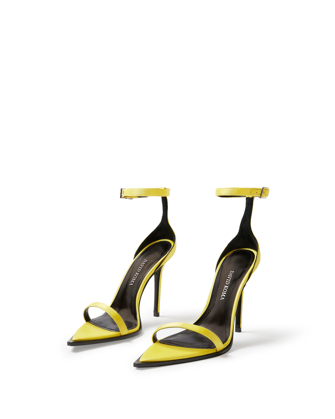 STRAPPY SATIN SANDALS IN YELLOW
