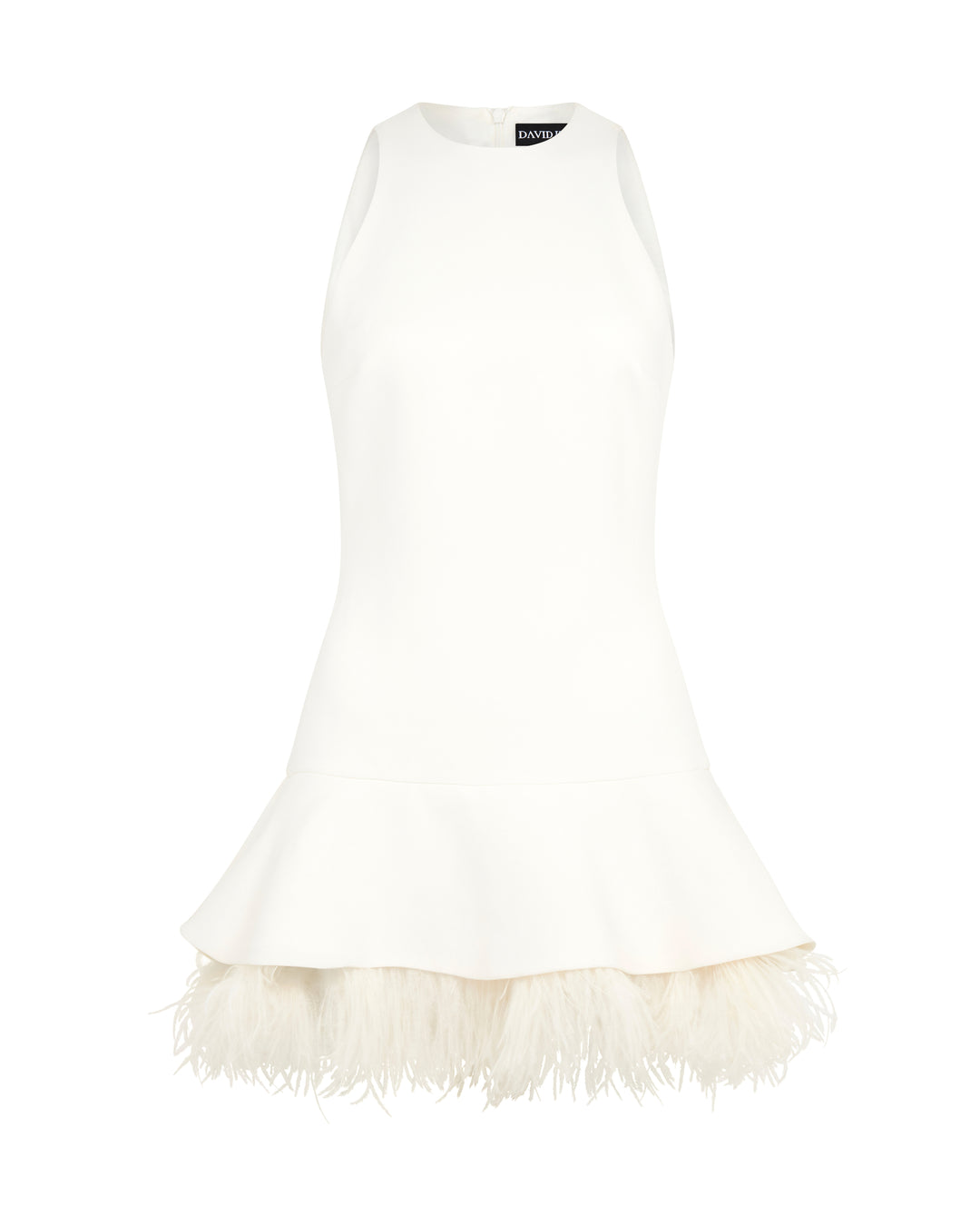 FEATHER TRIM MINI DRESS IN WHITE