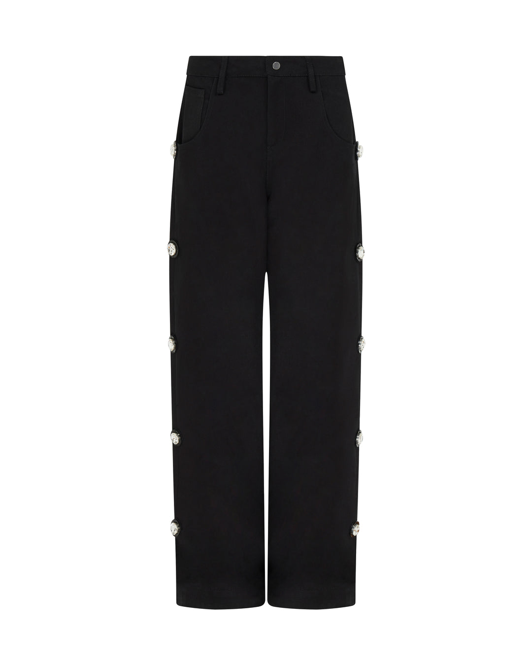 CRYSTAL EMBROIDERED DENIM TROUSERS
