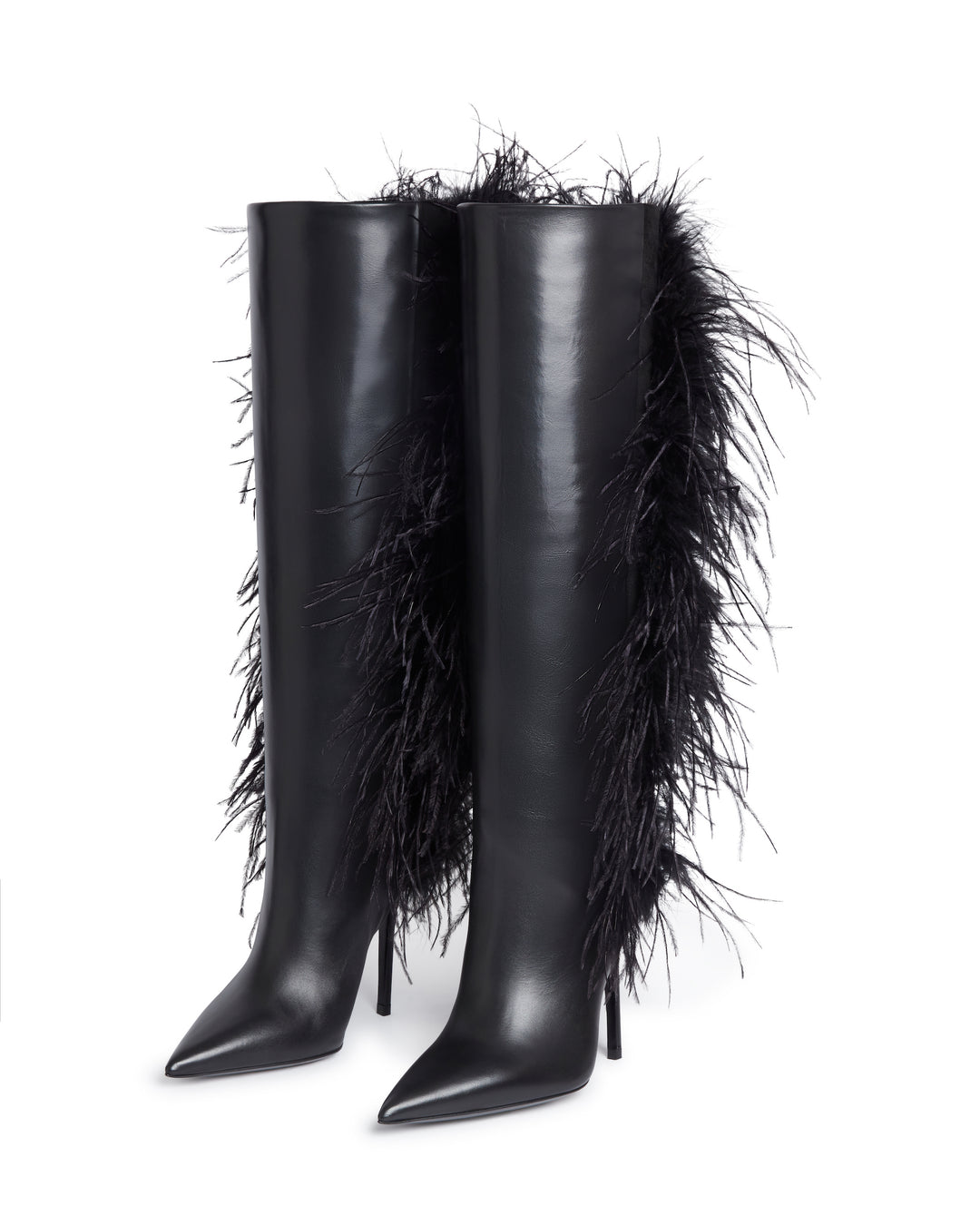 KNEE HIGH BOOT WITH FEATHERS