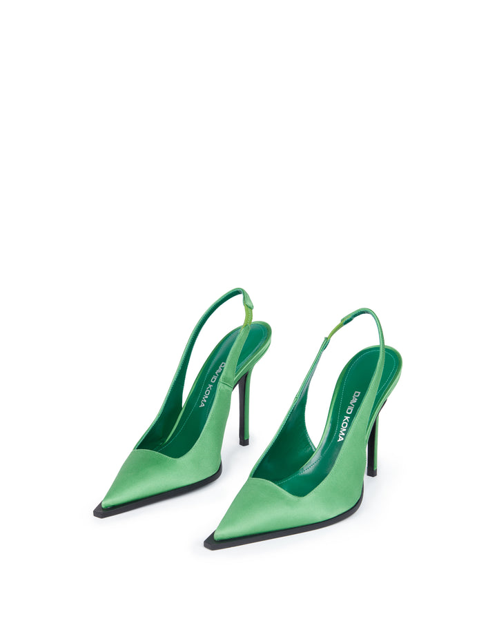 SATIN SLING BACK IN GREEN