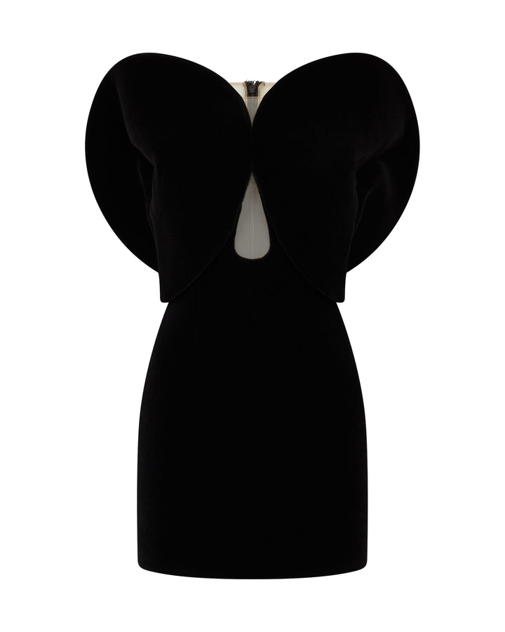 CIRCULAR SLEEVE VELVET MINI DRESS