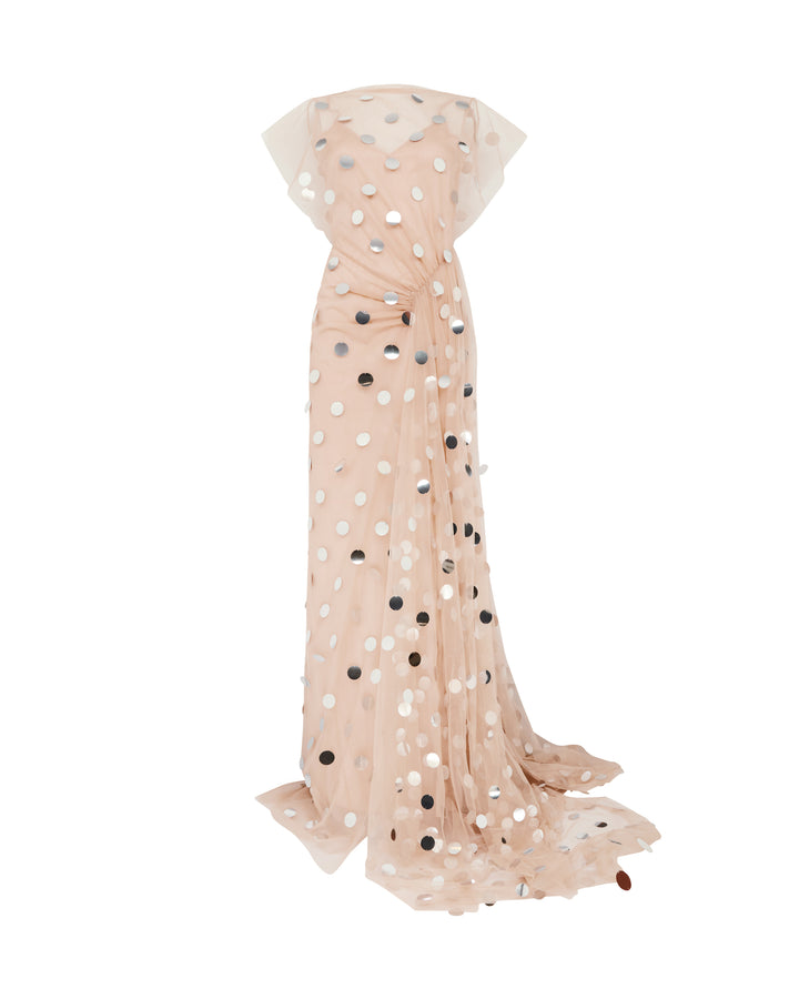 SILVER POLKA-DOTS AND TULLE GOWN