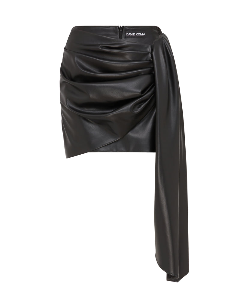 FAUX LEATHER DRAPED MINI SKIRT – David Koma
