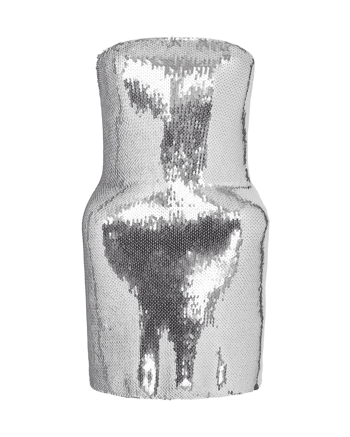 PADDED HIP DETAIL SEQUIN MINI DRESS