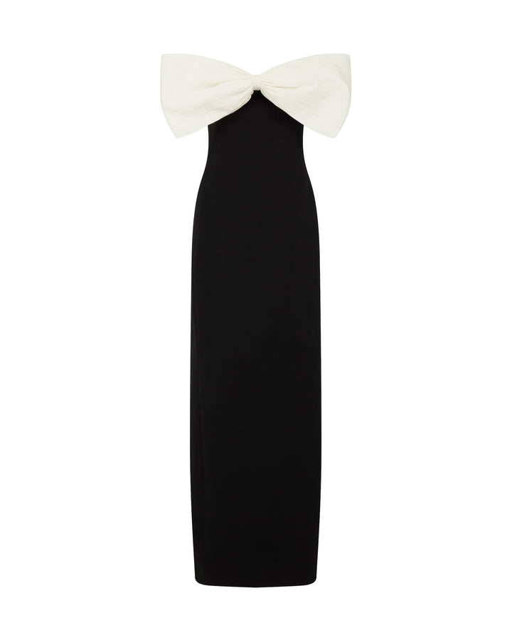 COLOUR CONTRAST BOW DETAIL GOWN