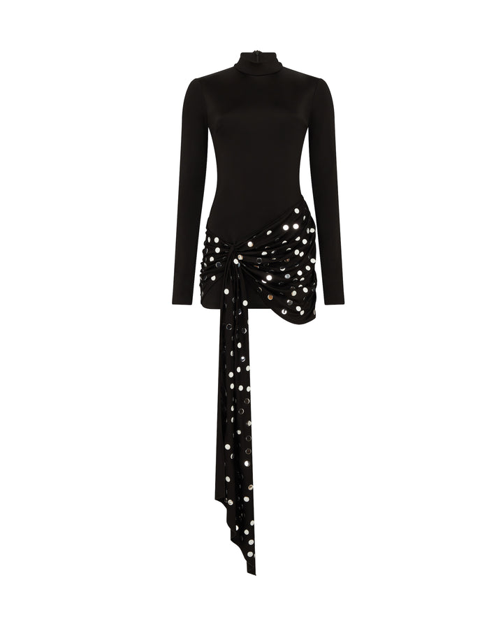 SILVER POLKA-DOTS OVERLAY MINI DRESS