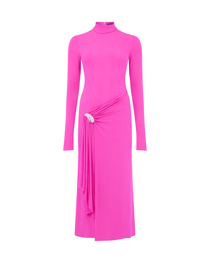 CRYSTAL ARCH AND LONG SLEEVE MIDI DRESS