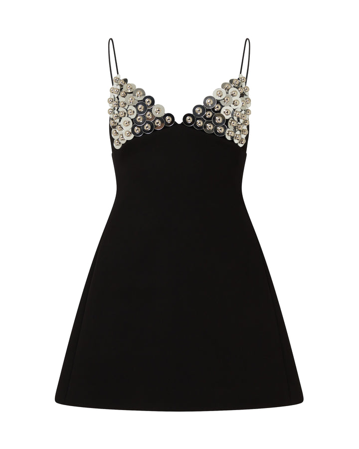 SILVER SPHERE EMBROIDERY CAMI MINI DRESS
