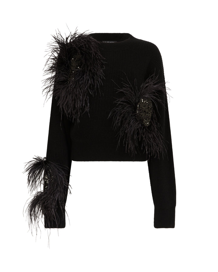 FEATHER & SEQUIN POLKA-DOT DETAIL JUMPER