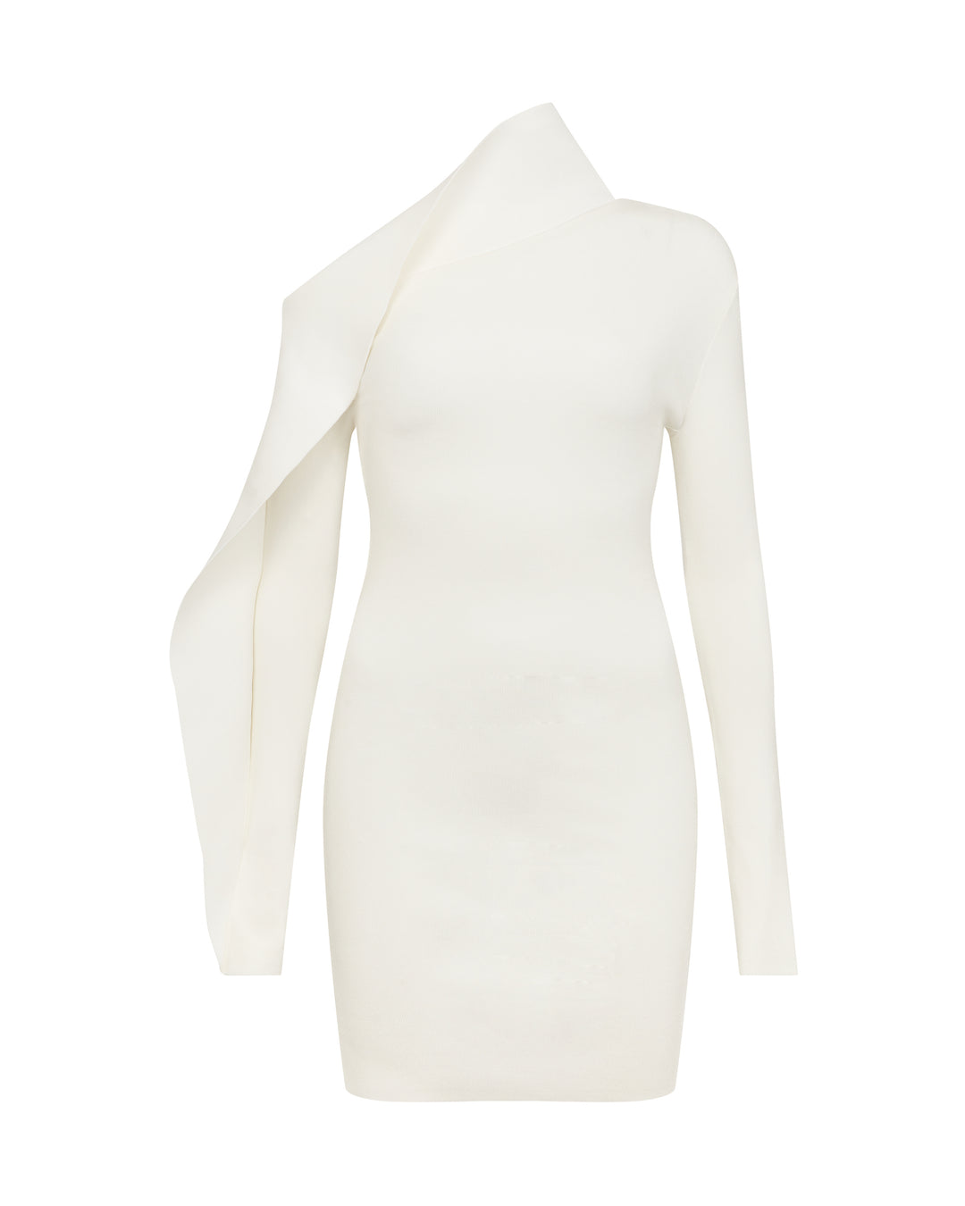 David Koma DRAPED SLEEVE MINI KNIT DRESS White / L David Koma DRAPED SLEEVE MINI KNIT DRESS White / L
