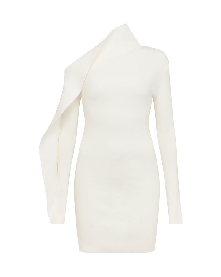 DRAPED SLEEVE MINI KNIT DRESS