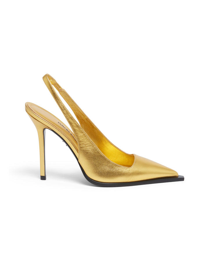 SLINGBACK LEATHER PUMPS IN GOLD