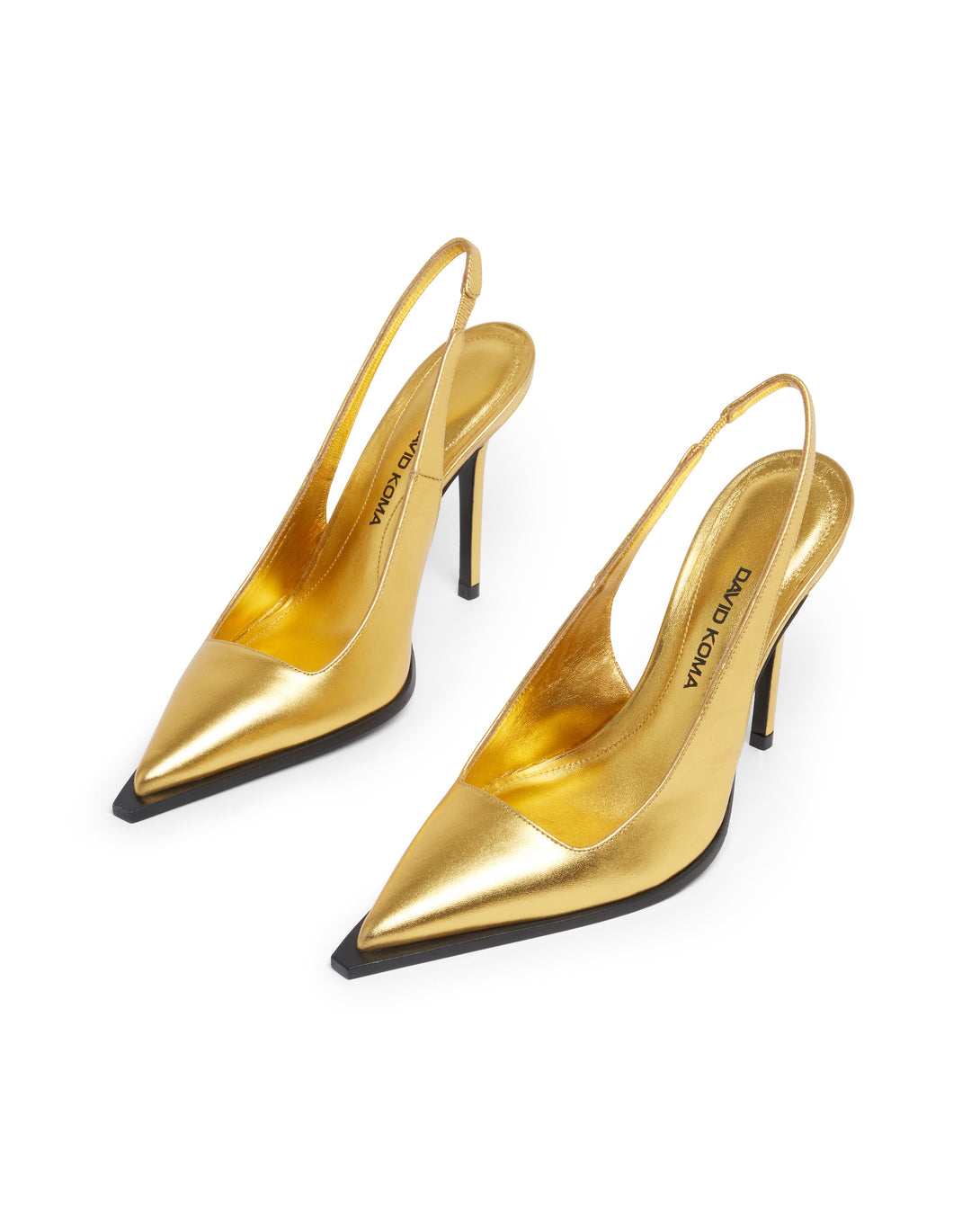 SLINGBACK LEATHER PUMPS IN GOLD