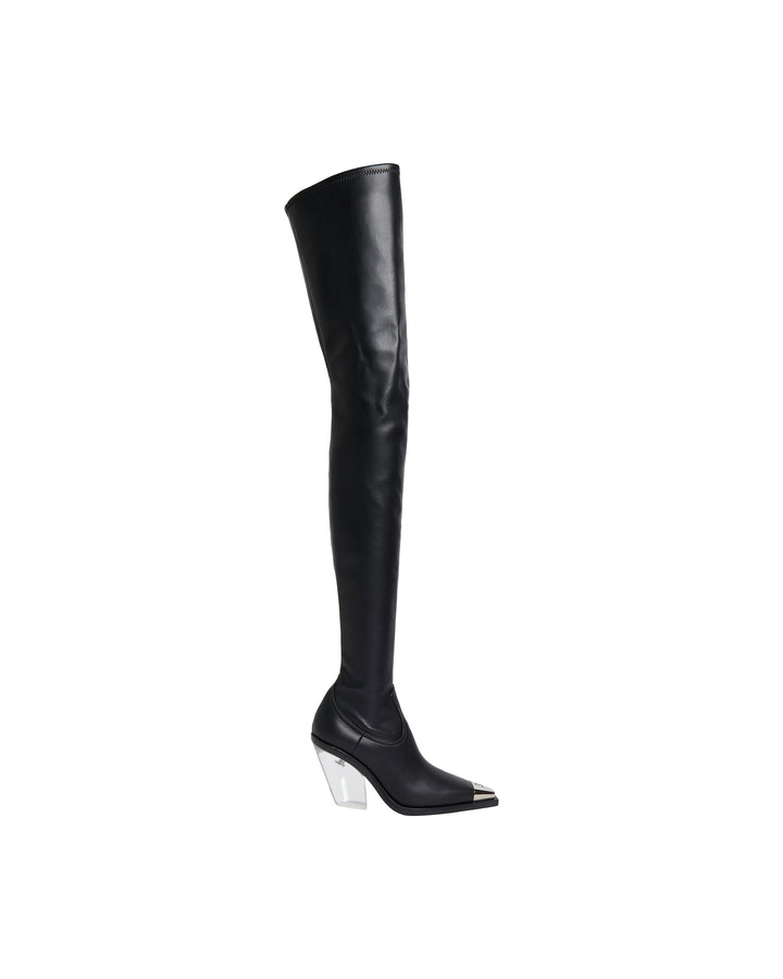 NAPA THIGH HIGH BOOTS WITH TRANSPARENT HEEL IN BLACK