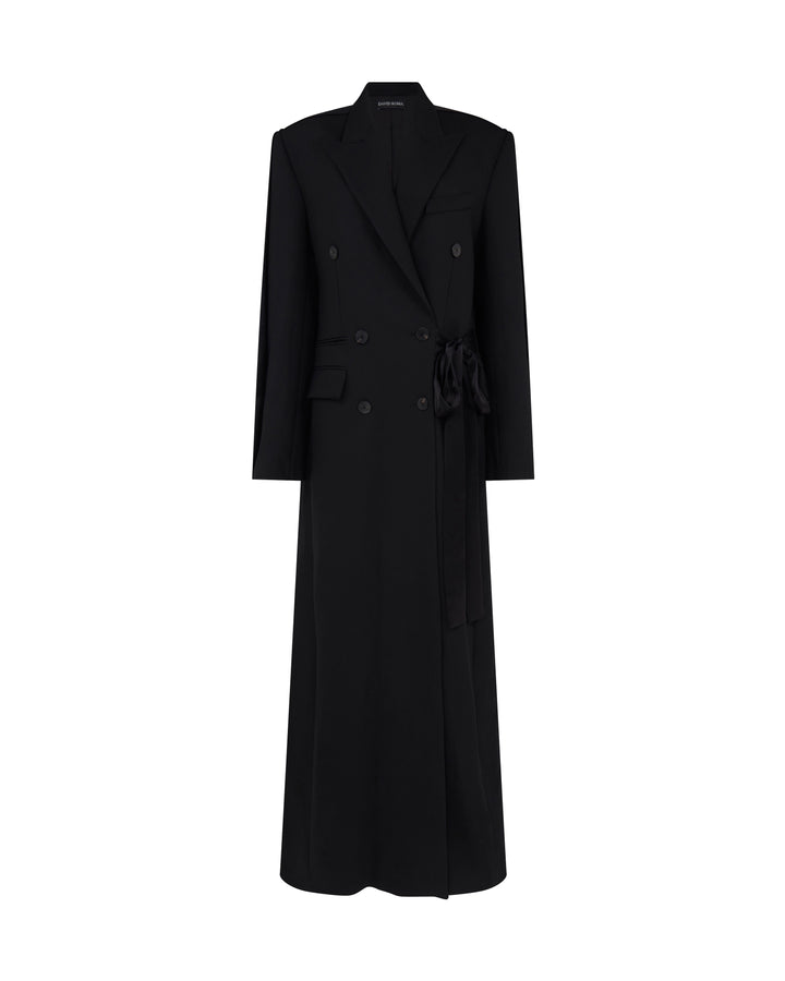 SATIN TAPE DETAIL OVERSIZED WOOL COAT