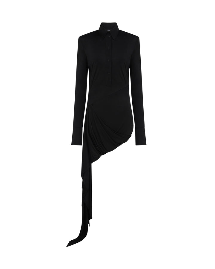FRONT DRAPE SKIRT POLO SHIRT DRESS