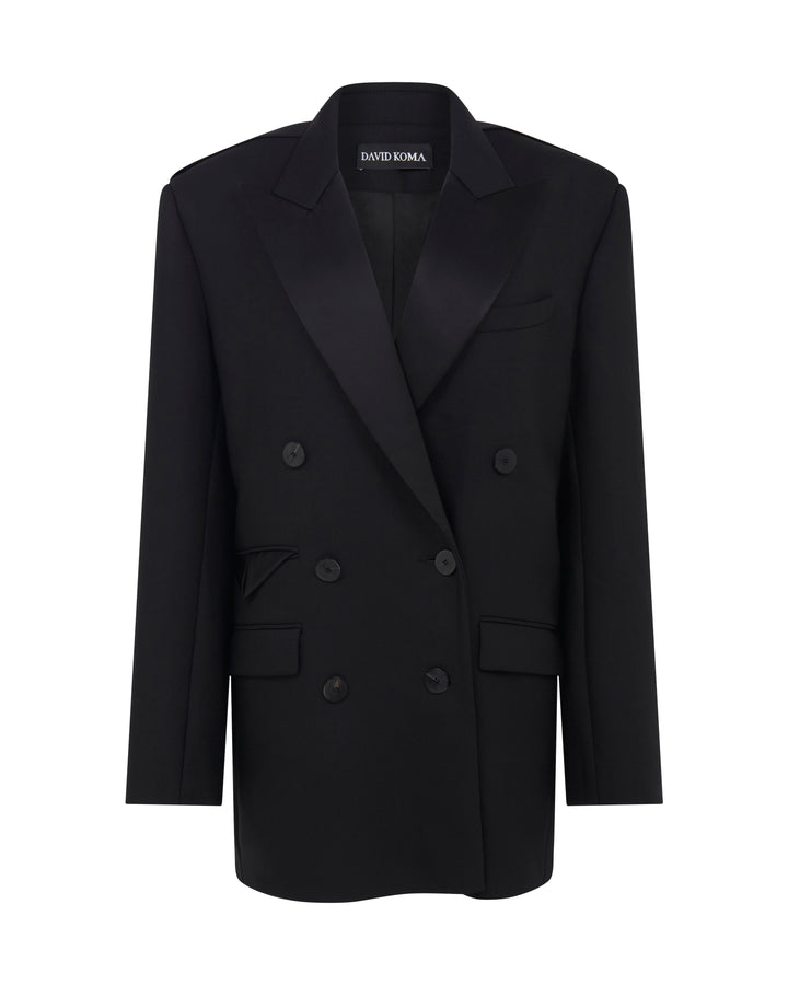 SATIN TAPE DETAIL TAILORED JACKET