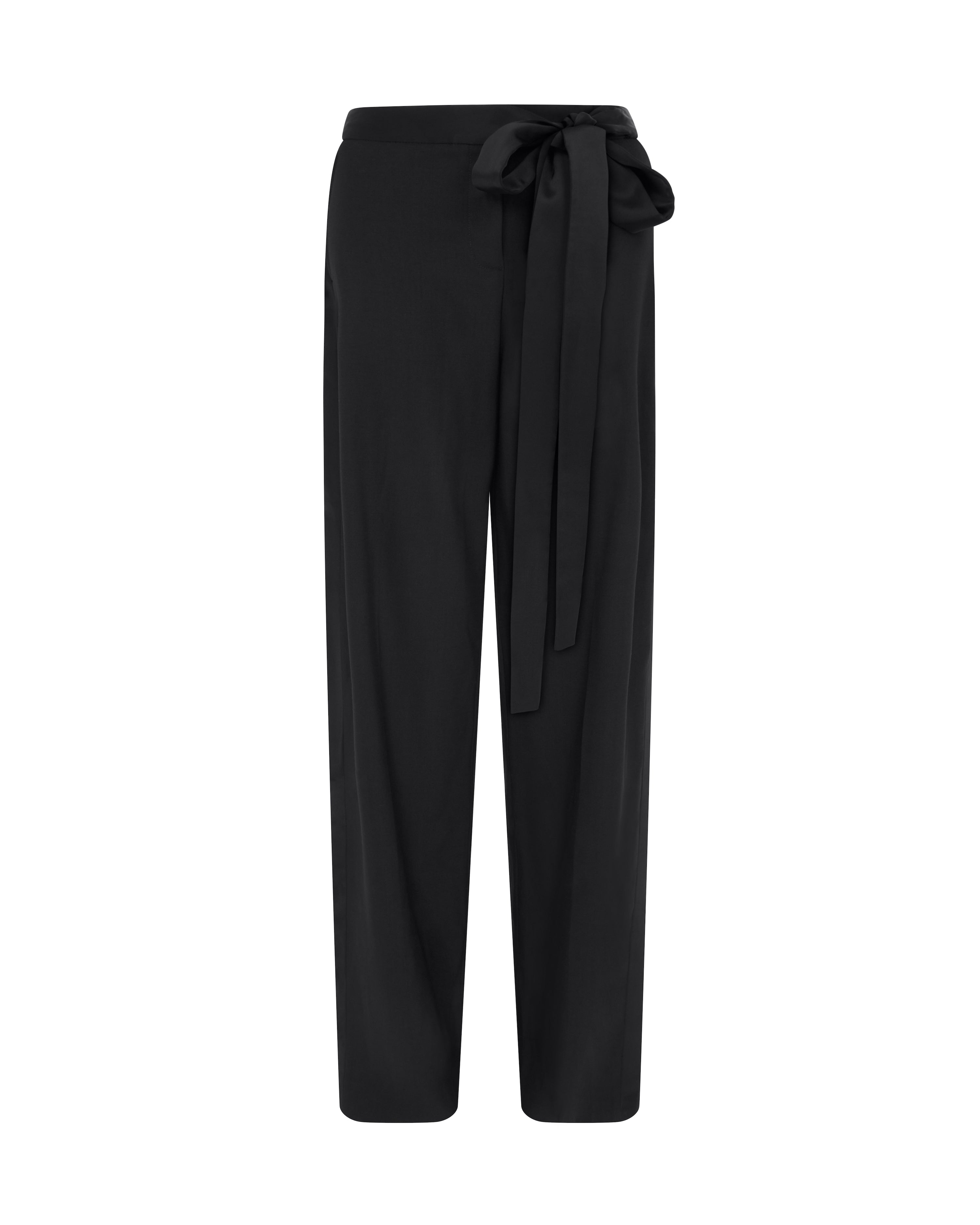 david koma WIDE LEG TROUSERS WITH SATIN BOW DETAIL BLACK