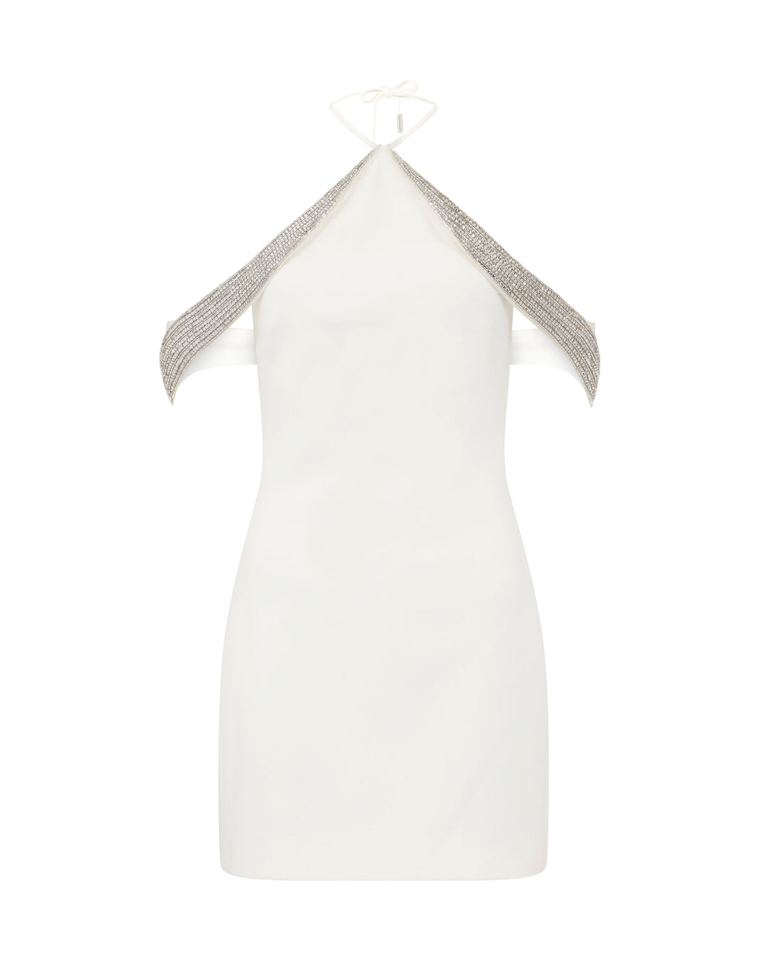 david koma crystal mini dress David Koma Crystal Chain Asymmetric Mini Dress in Black & Silver