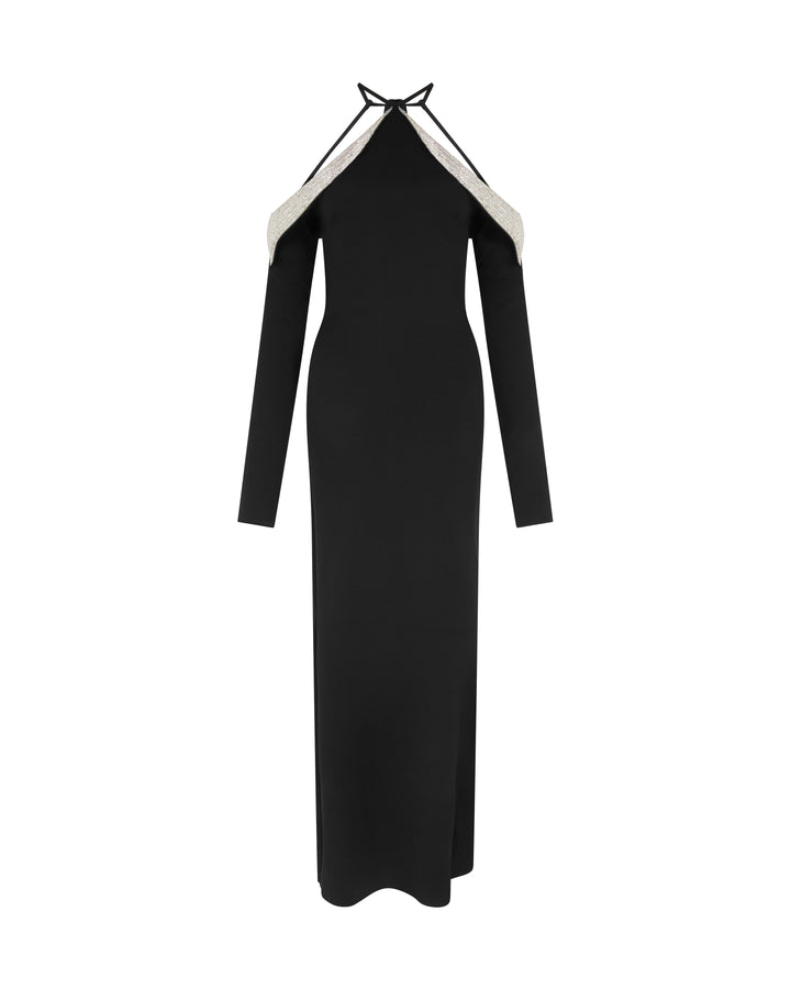 OFF THE SHOULDER CRYSTAL WINGS GOWN