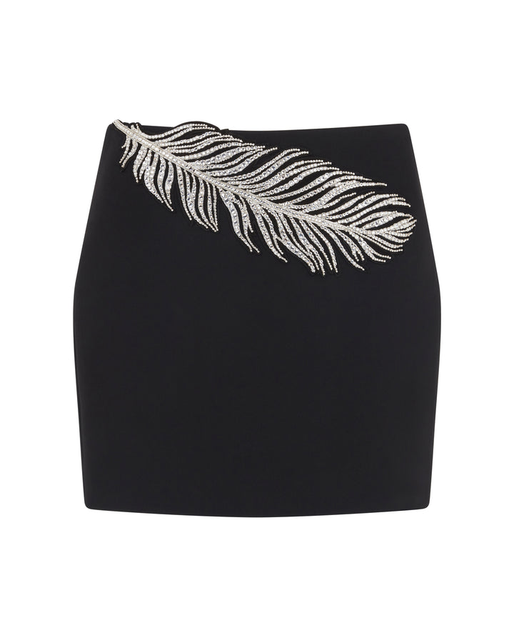 CRYSTAL FEATHER MINI SKIRT