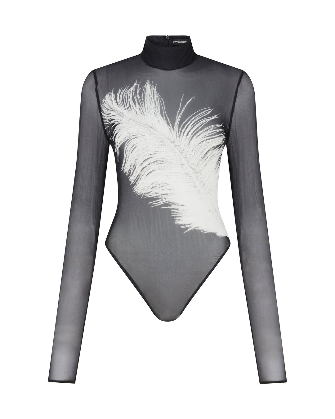 PRINTED MESH LONG SLEEVE BODYSUIT