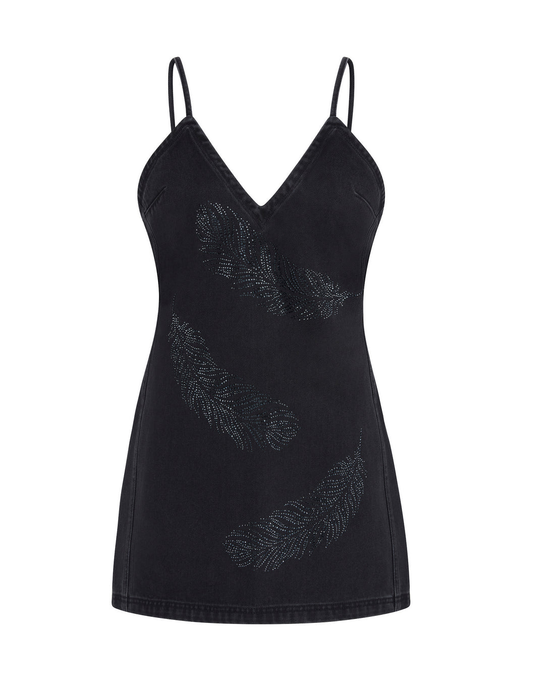 FEATHER RHINESTONE DENIM MINI DRESS – David Koma