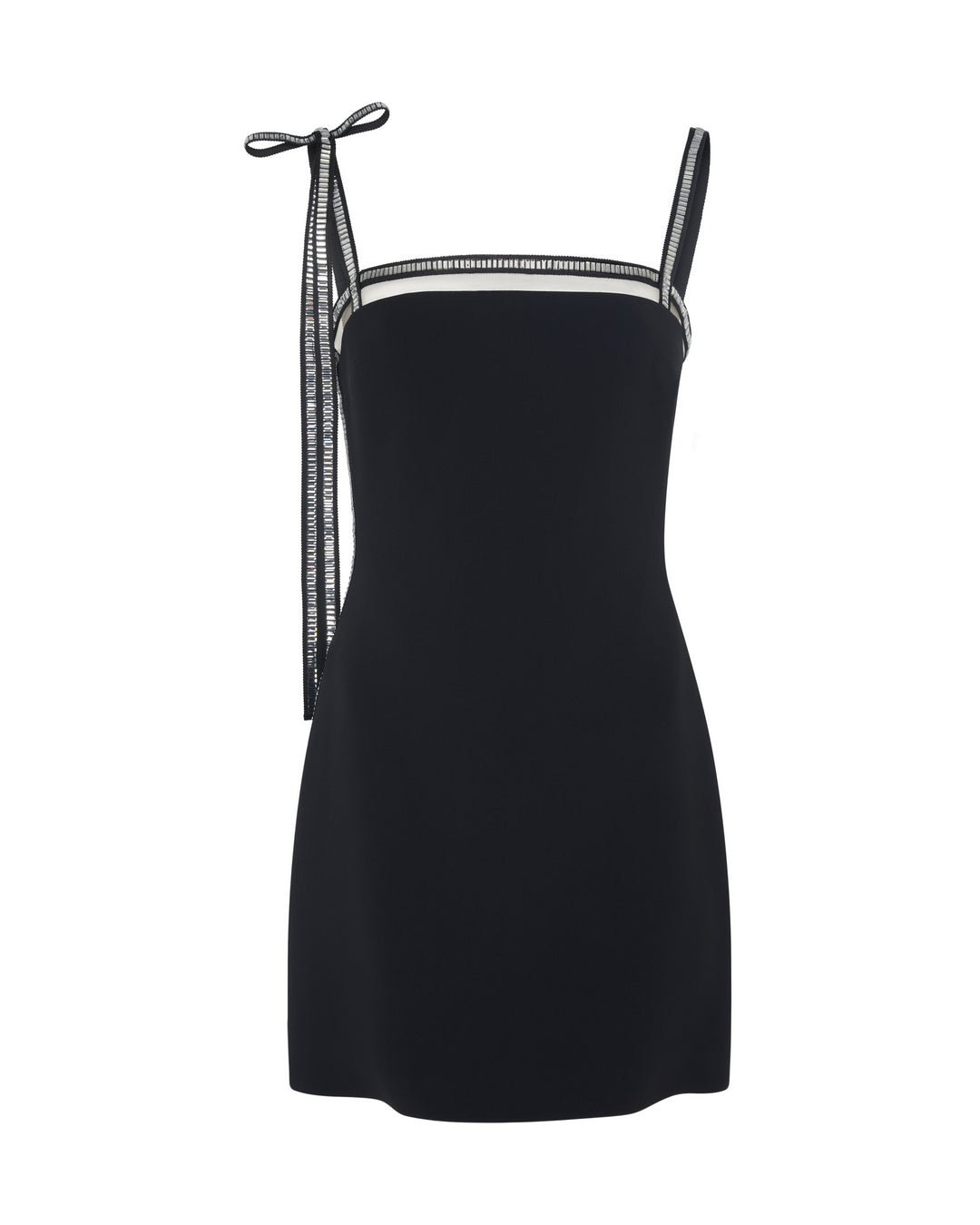 CRYSTAL TRIM AND BOW STRAP DRESS