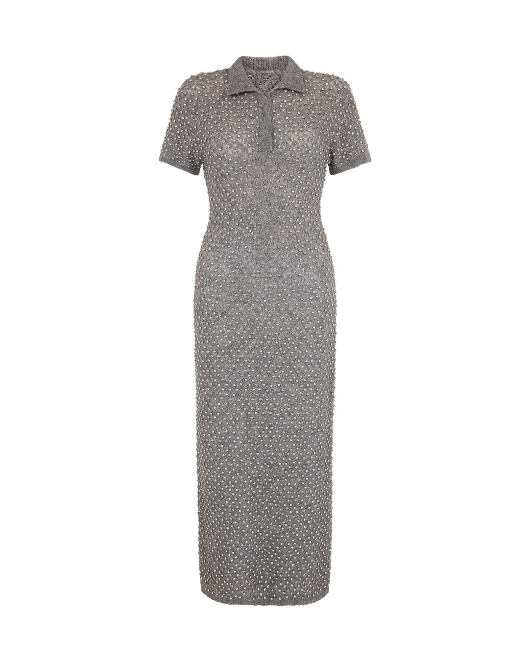 polo knit midi dress Karen Millen Rib Knit Polo Zip Up Midi Dress in Cream