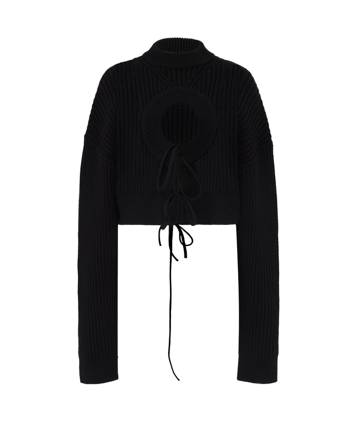 FRONT CIRCLE CUTOUT KNIT JUMPER