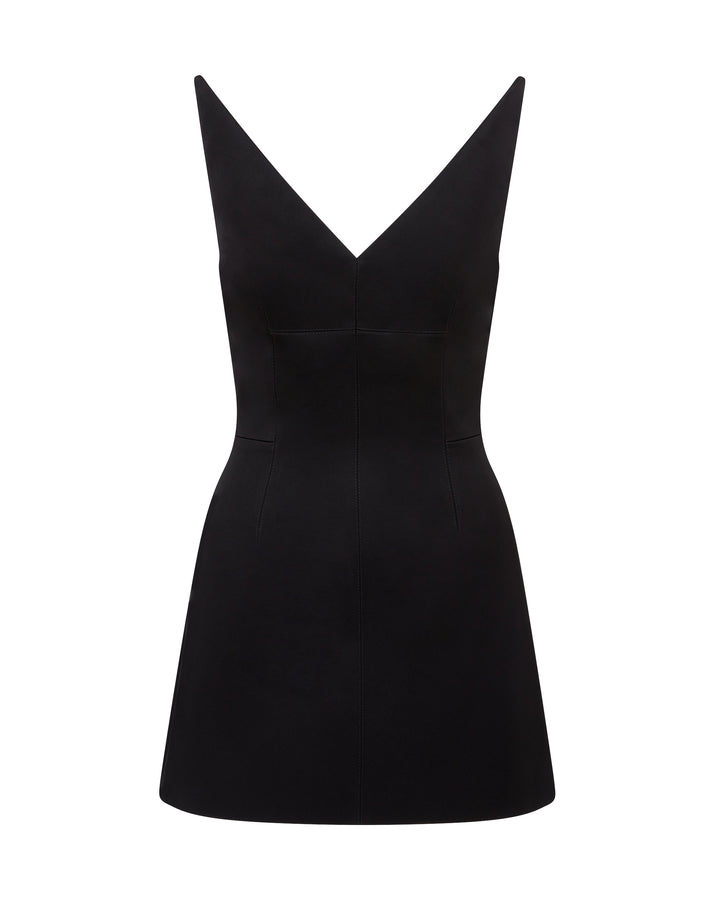 STRUCTURED V NECK MINI DRESS
