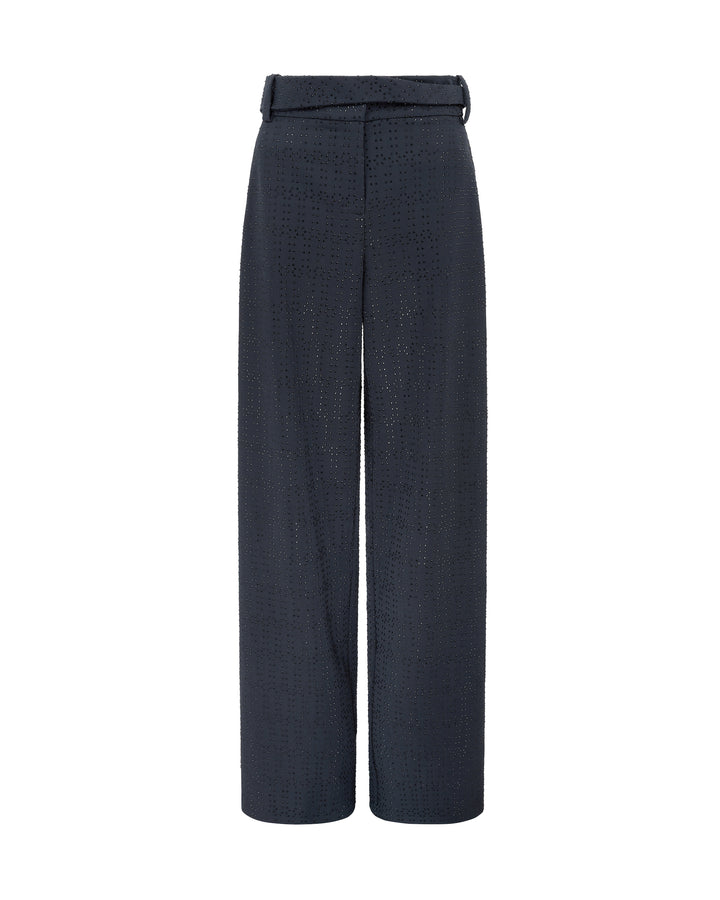 ALLOVER RHINESTONE EMBROIDERED TAILORED TROUSERS