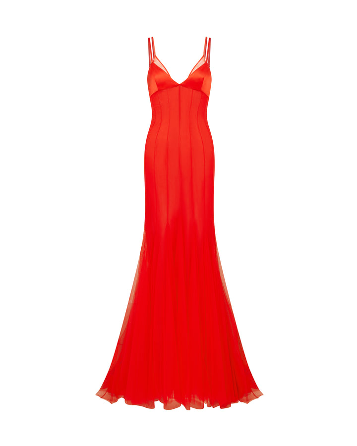 LAYERED TULLE GOWN