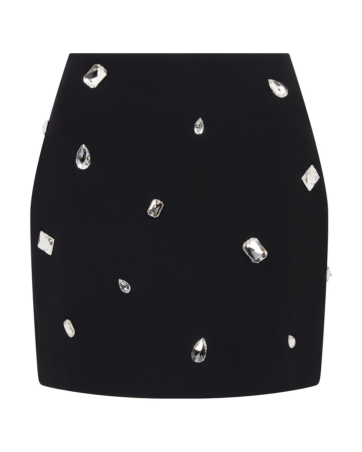 CRYSTAL EMBROIDERED MINI SKIRT