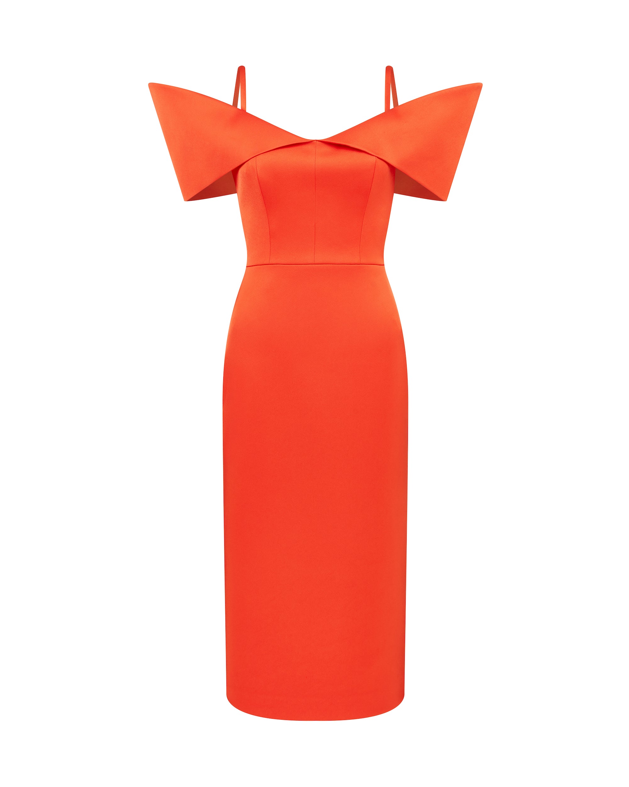 david koma STRUCTURED OPEN SHOULDER MIDI DRESS RED