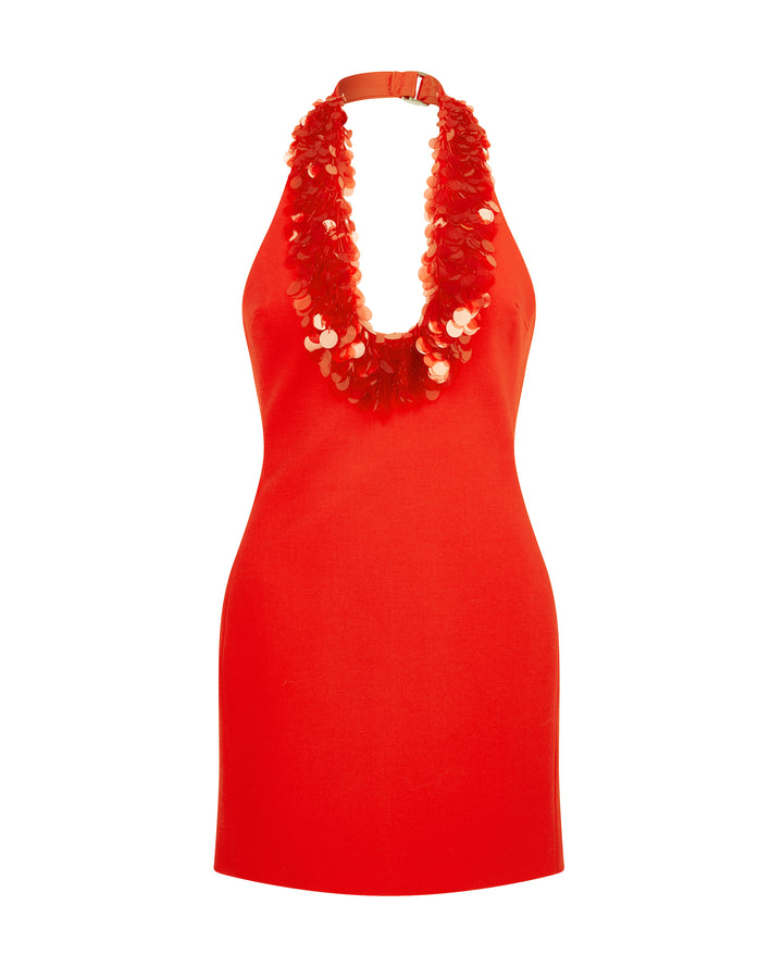 PAYETTE SEQUIN HALTER NECK MINI DRESS