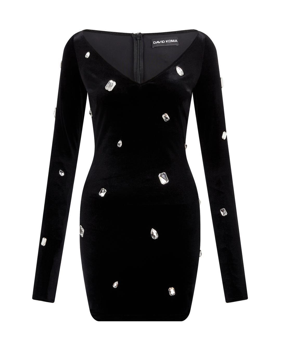 ALLOVER CRYSTAL EMBROIDERED VELVET MINI DRESS David Koma ALLOVER CRYSTAL EMBROIDERED VELVET MINI DRESS David Koma