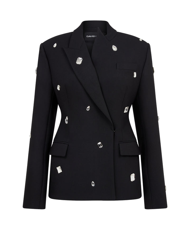 ALLOVER CRYSTAL EMBROIDERED TAILORED JACKET