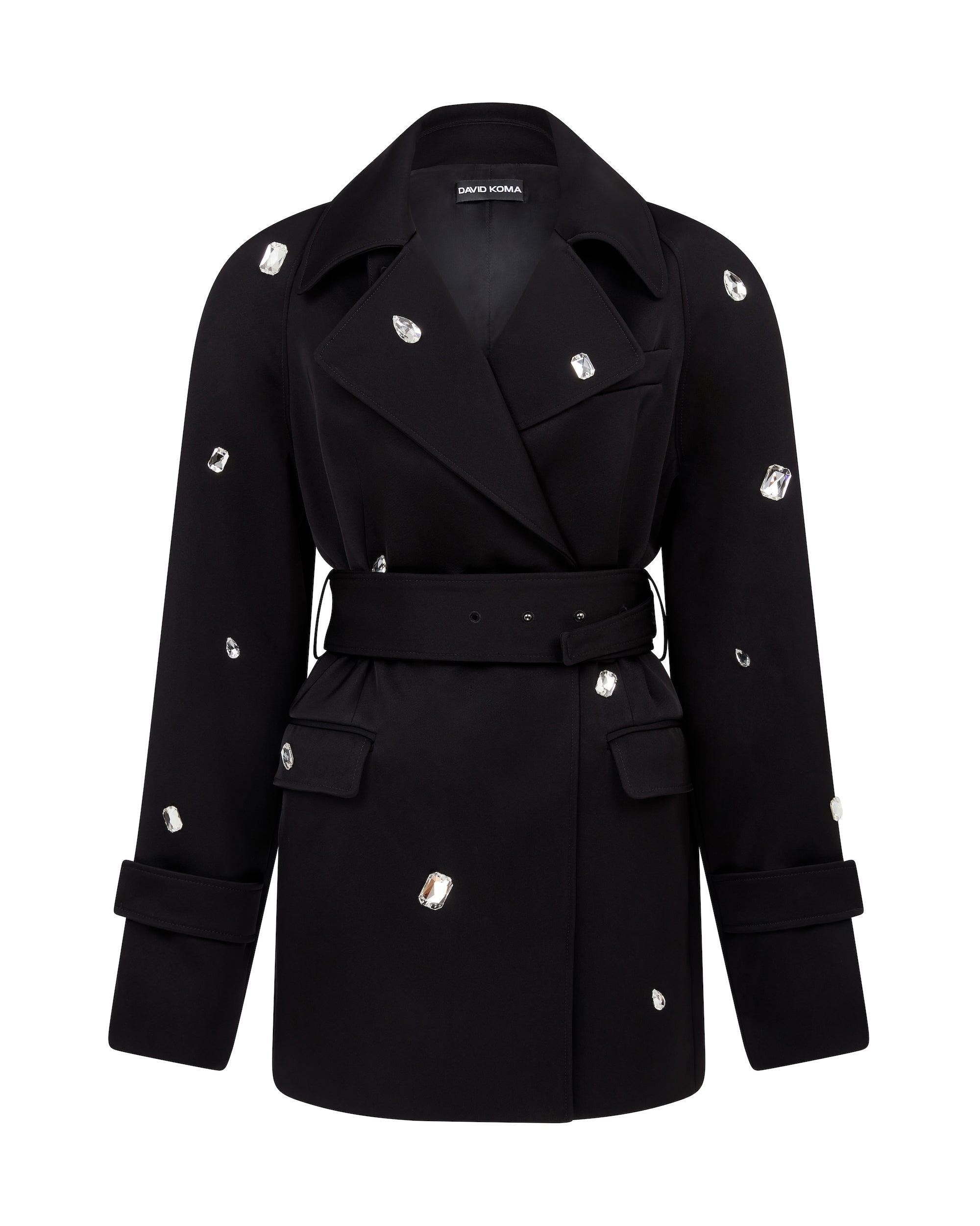 ALLOVER CRYSTAL EMBROIDERED TRENCH COAT – David Koma