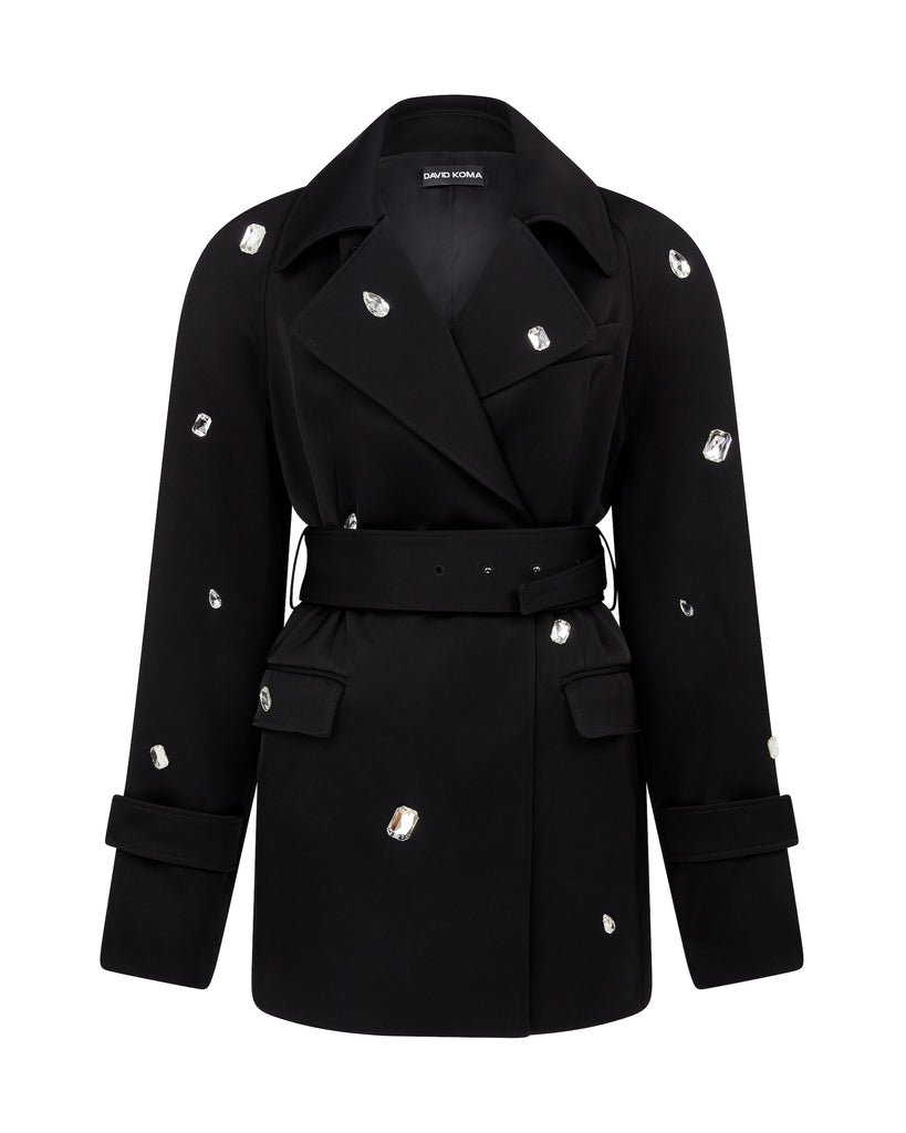 ALLOVER CRYSTAL EMBROIDERED TRENCH COAT – David Koma