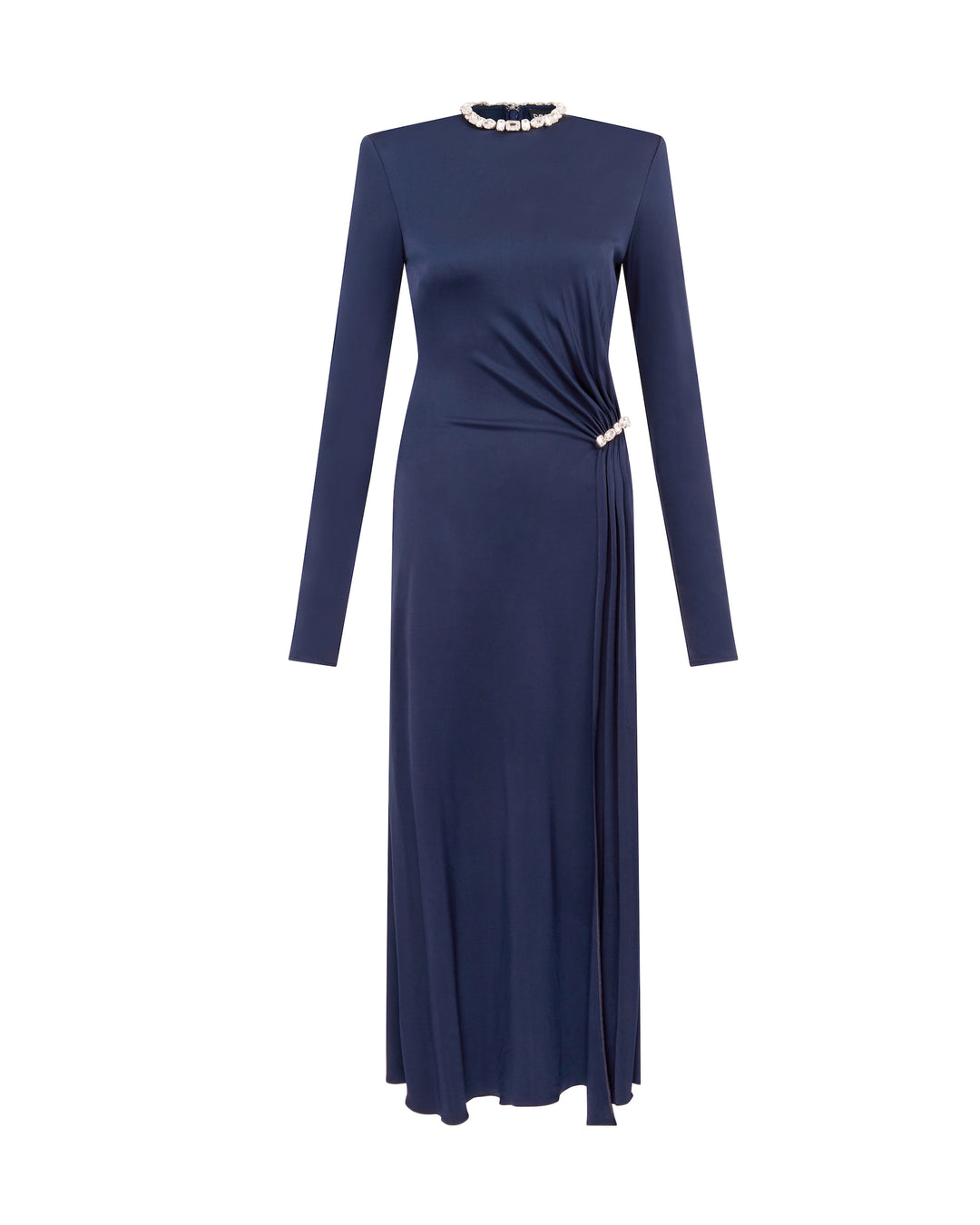CRYSTAL EMBROIDERY NECK & WAIST DETAIL MIDI DRESS David Koma CRYSTAL EMBROIDERY NECK & WAIST DETAIL MIDI DRESS David Koma
