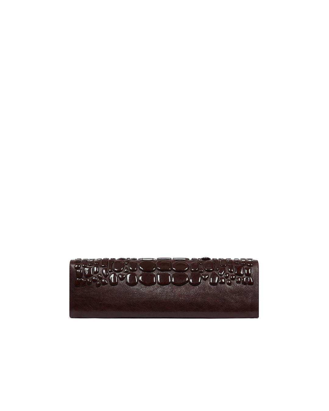 LARGE CROC ENAMEL EMBROIDERY CLUTCH BAG